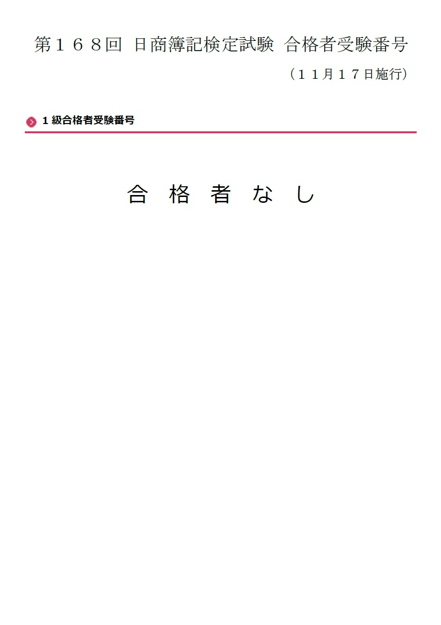 165回簿記合格発表